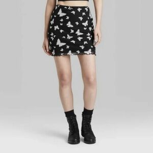 Wild Fable Black Butterfly Print Mini Skirt